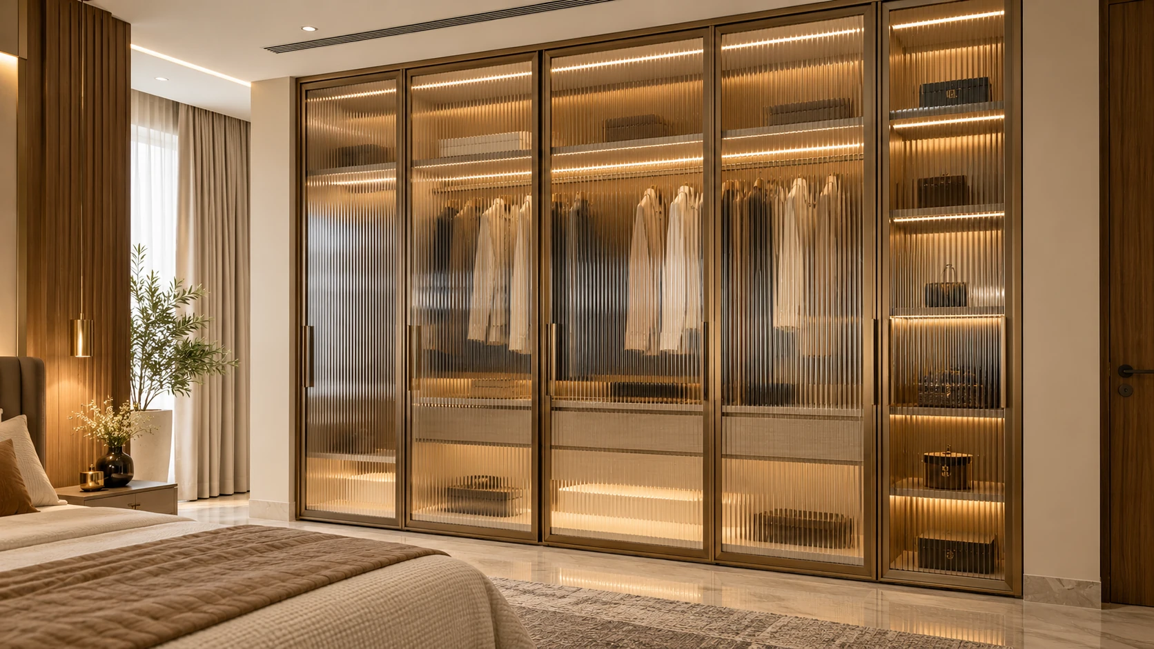 Fluted Glass Wardrobe Shutters